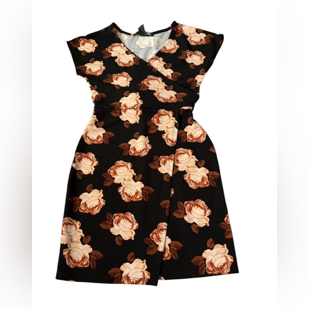 Rebel Sugar Women's Mini Faux Wrap Casual/Fun Cocktail Dress Cottagecore